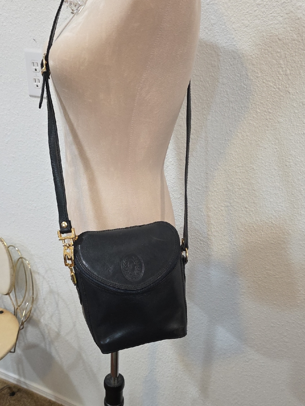 Vintage Freedman black calf leather Crossbody Bag